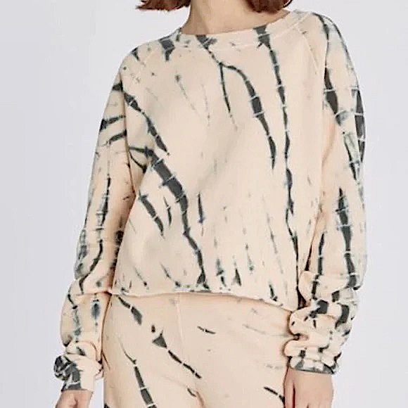 Wild fox Nectar Stripe Tie Dye Jude Lounge Crop sweatshirt - Picture 1 of 5